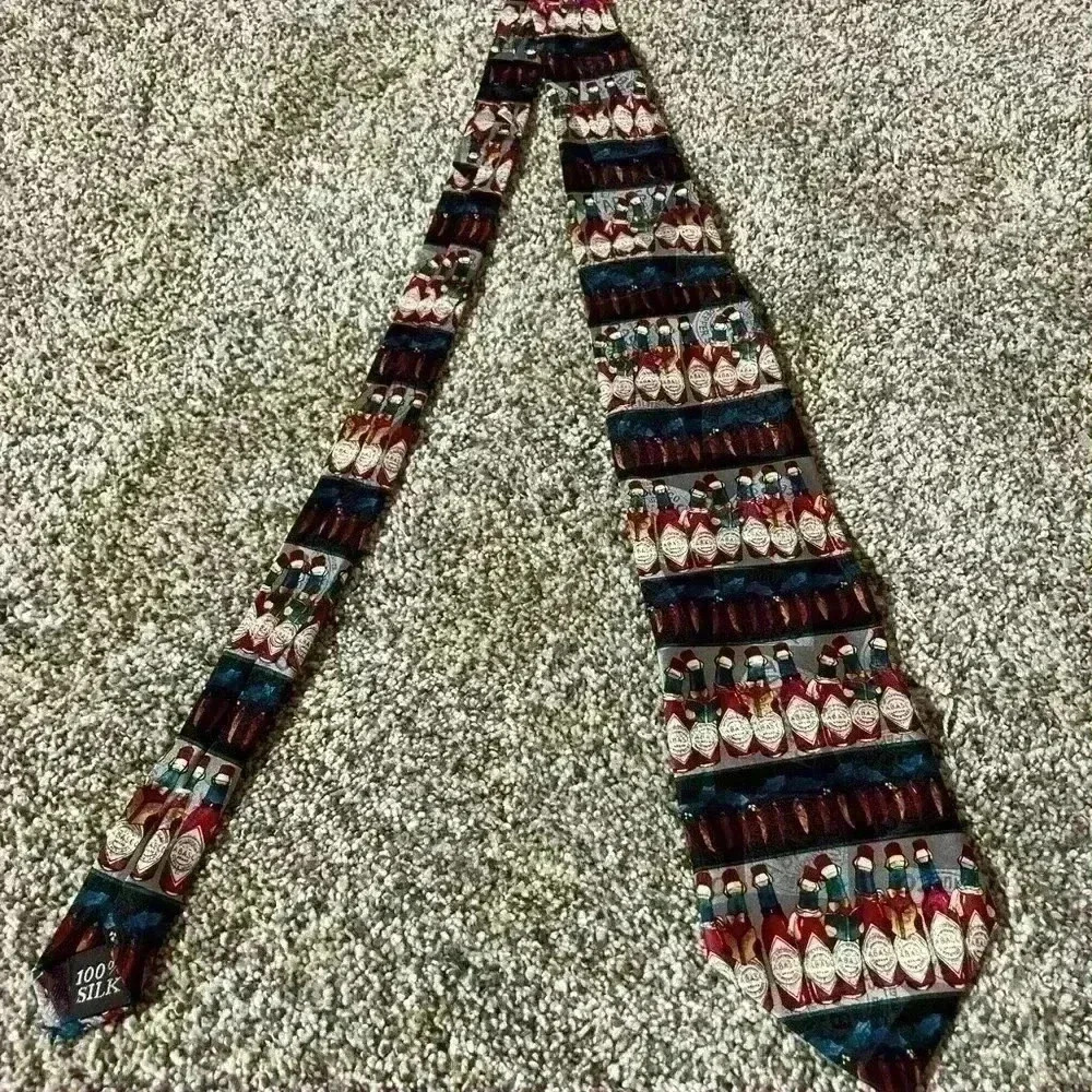 Tabasco Sauce 100 percent Silk - Caroling Bottles Tie